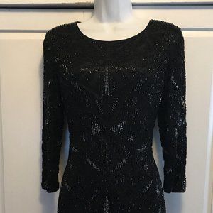 NEW Parker Black Dove Beaded Dress SZ 10 Bloomingdales 3/4 Sleeves